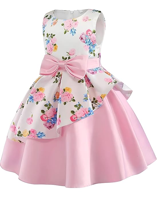 Floral Printed Frock Knee Length Short Frocks Dress. - Image 3